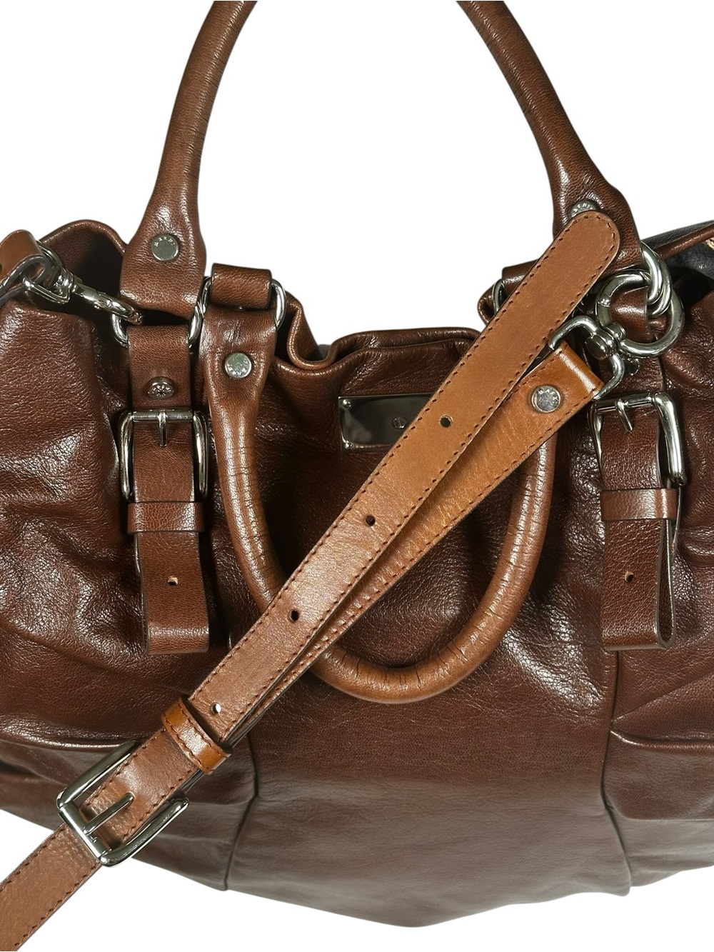 Marni FW09 Oversized Brown Leather Slouch Hobo Tote Bag Crossbody Purse Italy - Picture 9 of 15